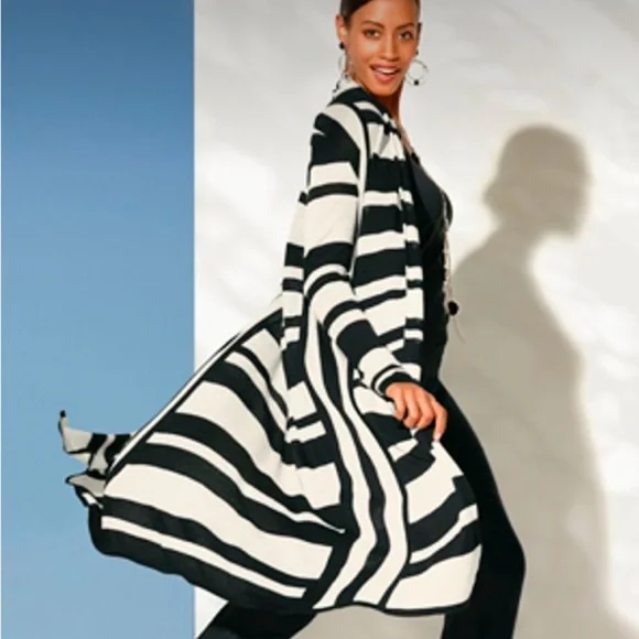 Chico’s Nola black and white linen duster size 0 - Picture 3 of 4